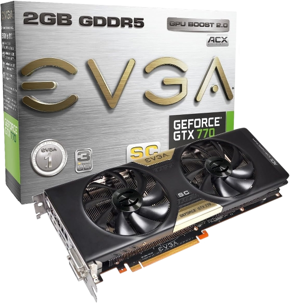 EVGA NVIDIA GeForce GTX 770 2GB GDDR5 256-Bit DL DVI-I DVI-D HDMI DP SLI Ready Graphic Card (USED)