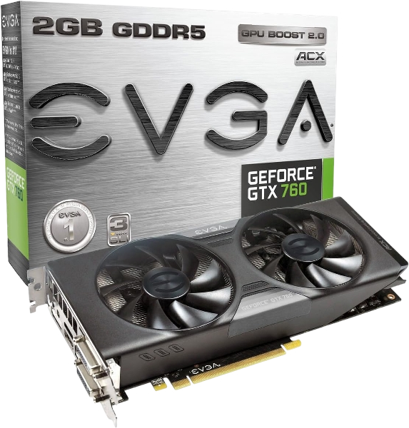 EVGA NVIDIA GeForce GTX 760 2GB GDDR5 256-Bit DVI-I/DVI-D/HDMI/DP SLI Ready Graphic Card (USED)