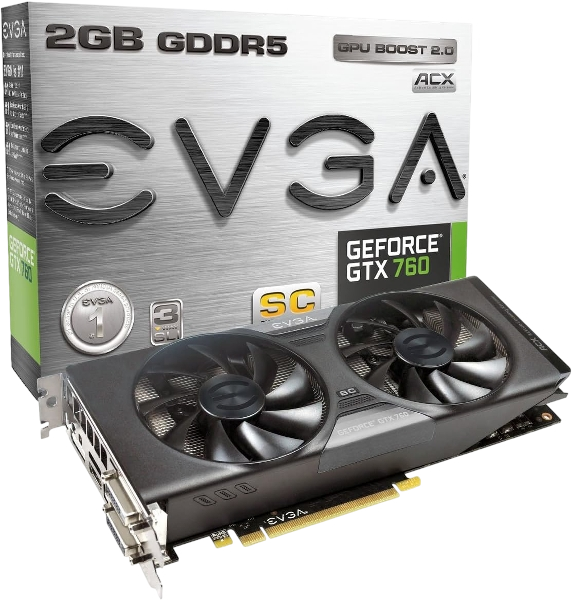 EVGA NVIDIA GeForce GTX 760 Super Clocked ACX 2GB GDDR5 256-Bit SLI Ready Graphics Card (USED)