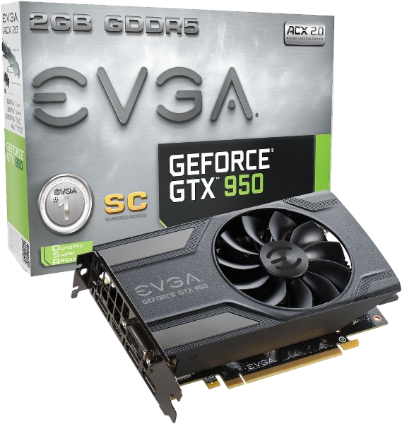 EVGA NVIDIA GeForce GTX 950 2GB GDDR5 128-Bit SC GAMING Silent Cooling Graphics Card