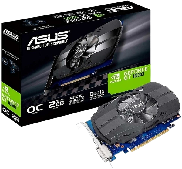 ASUS NVIDIA GeForce GT 1030 2GB GDDR5 64-Bit Phoenix Fan OC Edition HDMI DVI Graphics Card