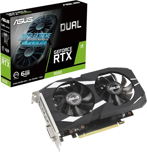 ASUS Dual NVIDIA GeForce RTX 3050 6GB GDDR6 128-Bit HDMI 2.1 DP PCIe 4.0 Graphic Card GPU Tweak III