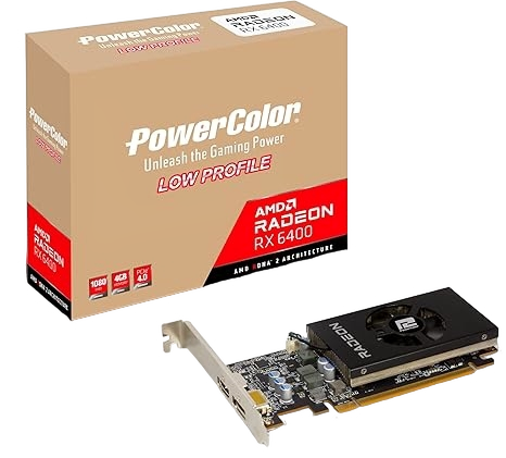 PowerColor AMD Radeon RX 6400 4GB GDDR6 Memory 64-Bit Low Profile Graphics Card