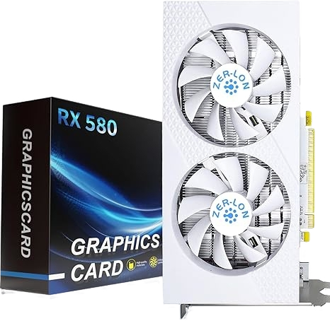 AMD Radeon RX 580 8GB GDDR5 256-Bit HDMI DP DVI-Output Dual Fan Graphic Card (White)